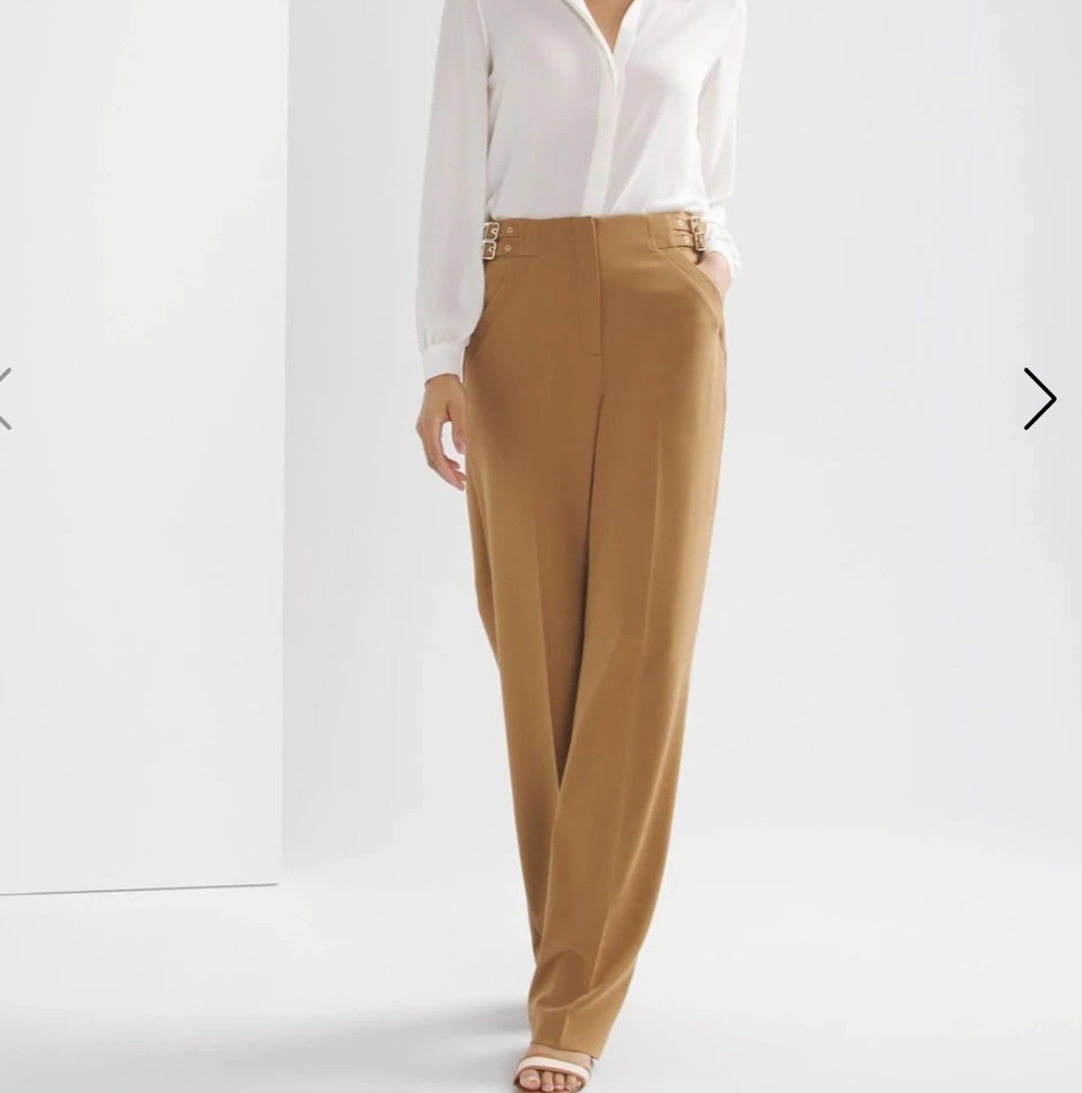 WHBM Buckle-Waist Wide-Leg Pant Sz 2R